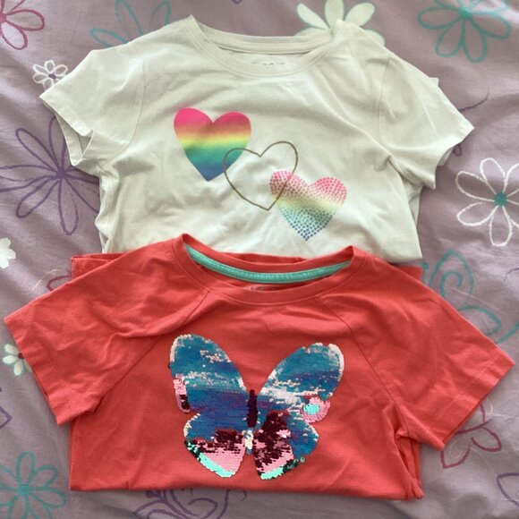 Cat & Jack Set of 2 Short Sleeved T-Shirts Size M (7/8) - Picture 1 of 5